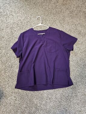 Purple V-Neck Medical Scrub Top - CozyFit